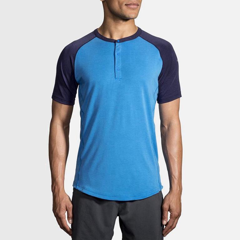 Brooks Cadence Mens Short Sleeve Running Shirt - Blue - Philippines (734206EOT)